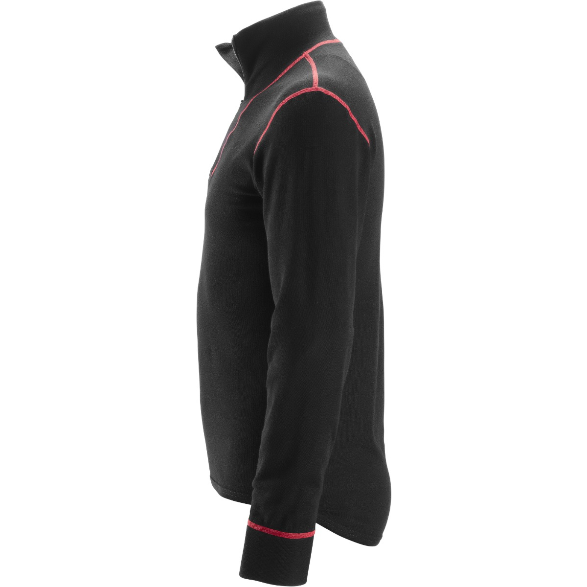 Flammehæmmende langærmet bluse i uld med kort lynlås