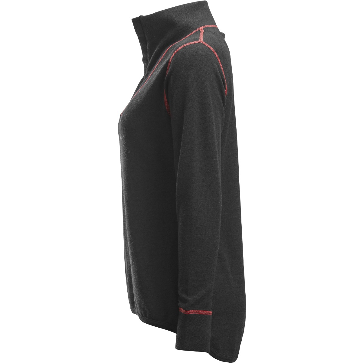 Flammehæmmende uld dame T-shirt med lange ærmer og kort lynlås