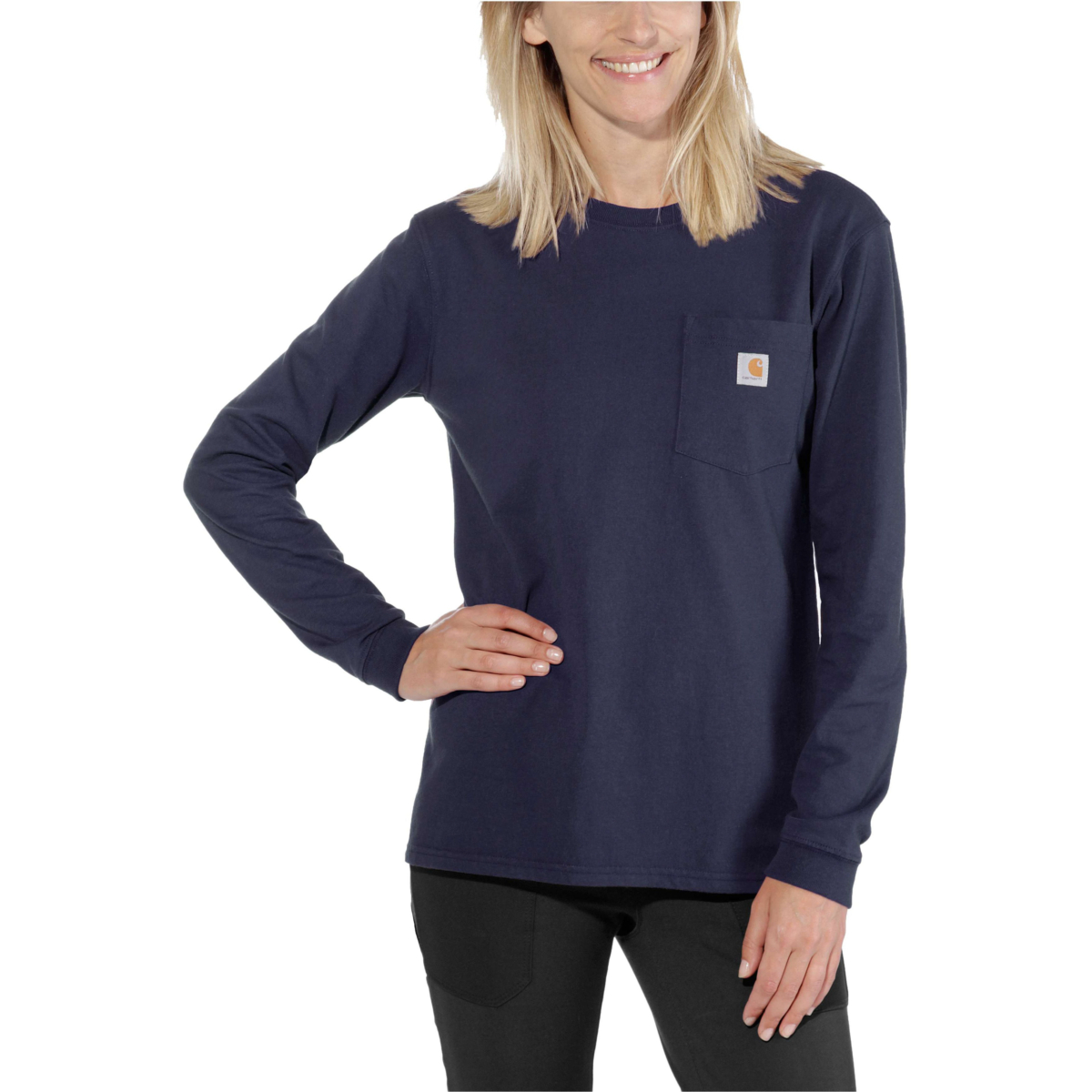 Loose fit tungvægts langærmet lomme t-shirt