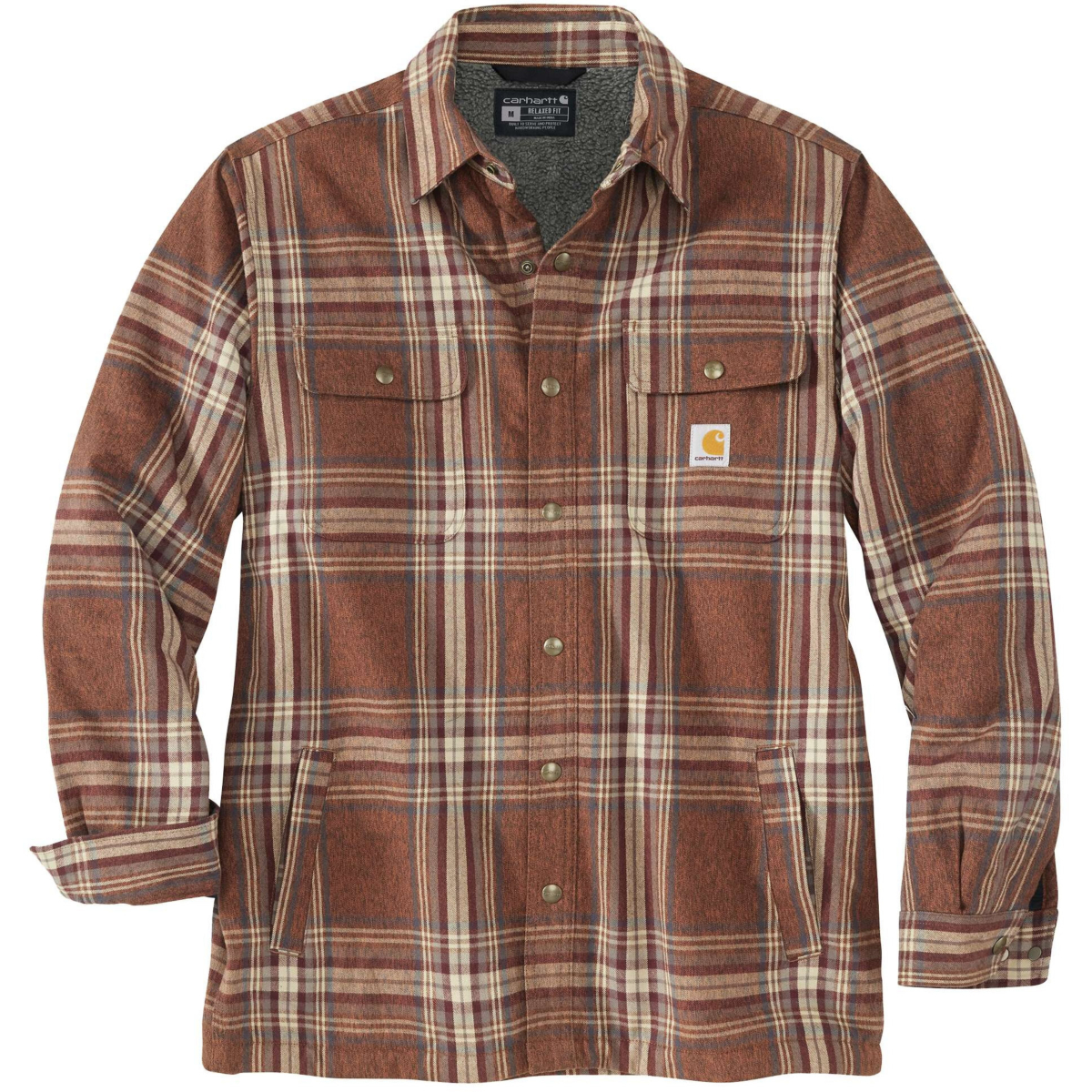 Afslappet pasform, tung flannel sherpa-foret skjortejac