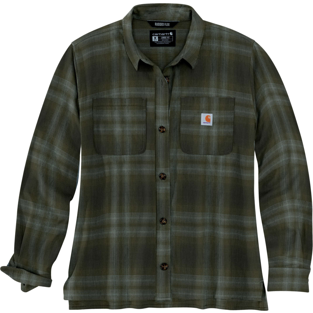 Robust flex® løs pasform mellemvægts flannel langærmet plaidskjorte