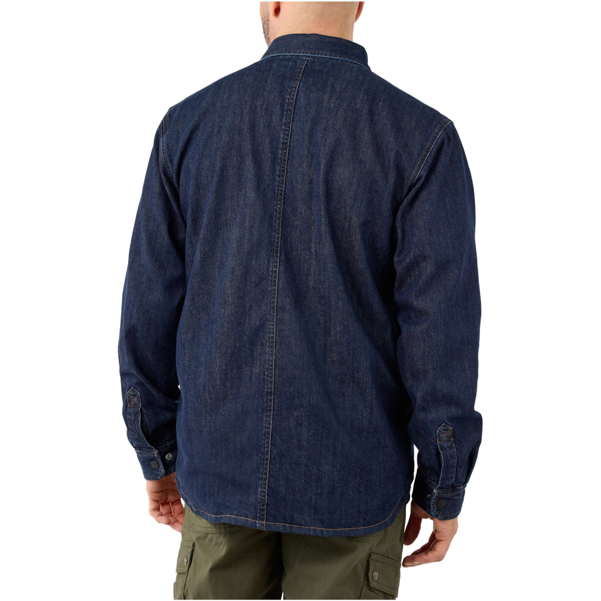 Afslappet pasform denim fleece foret skjorte foran