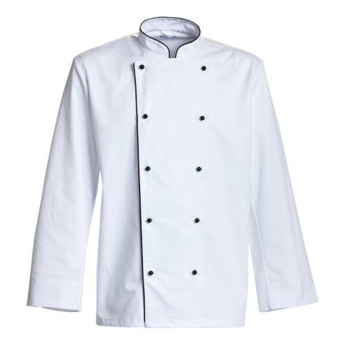 Chef-kokkejakke med manchet og piping, Pipe