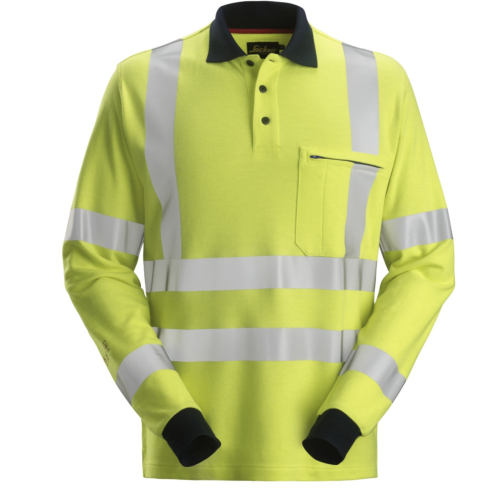 Flammehæmmende High-Vis langærmet poloshirt, klasse 3