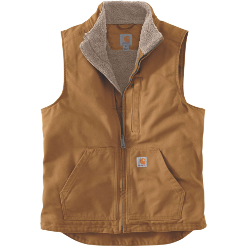 Løs pasform vasket and sherpaforet vest med mock-neck